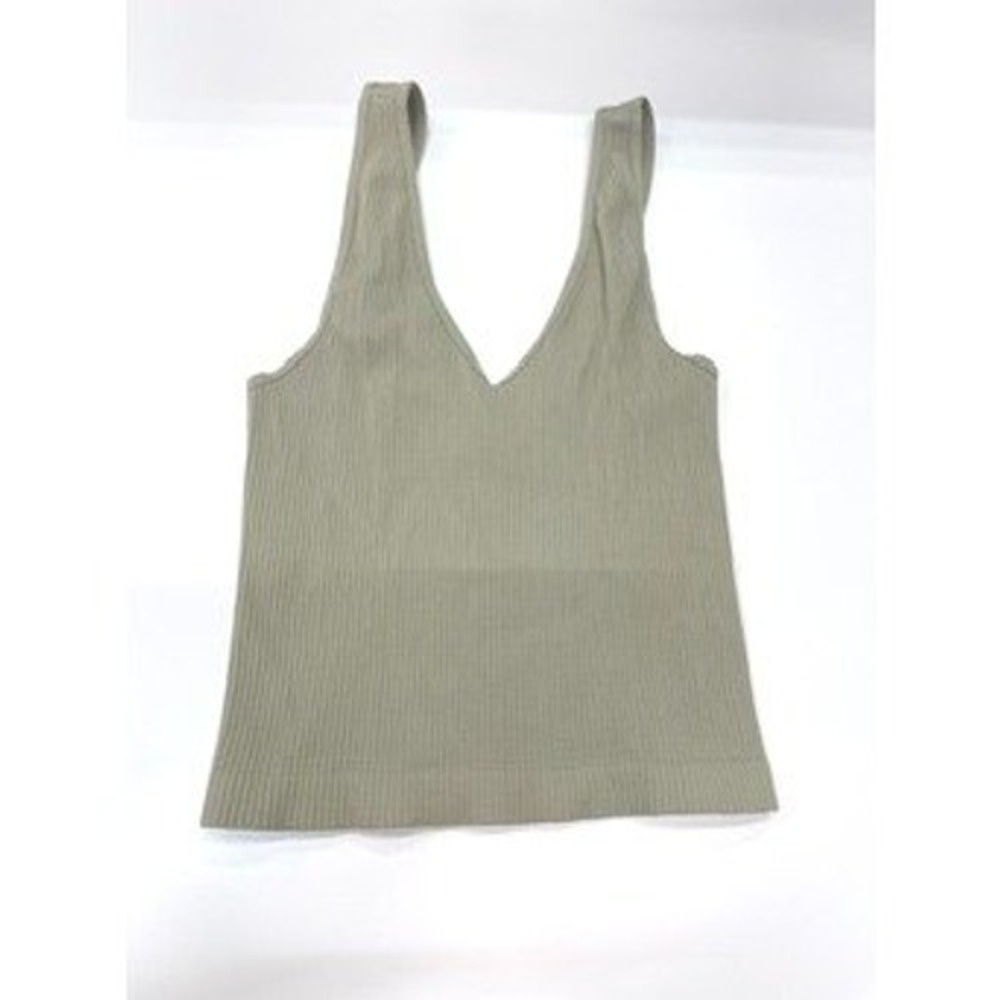 Quick Silver Surf Shop Sage Green Ribbed‎ V-Neck Tank Top Seamless Camisole